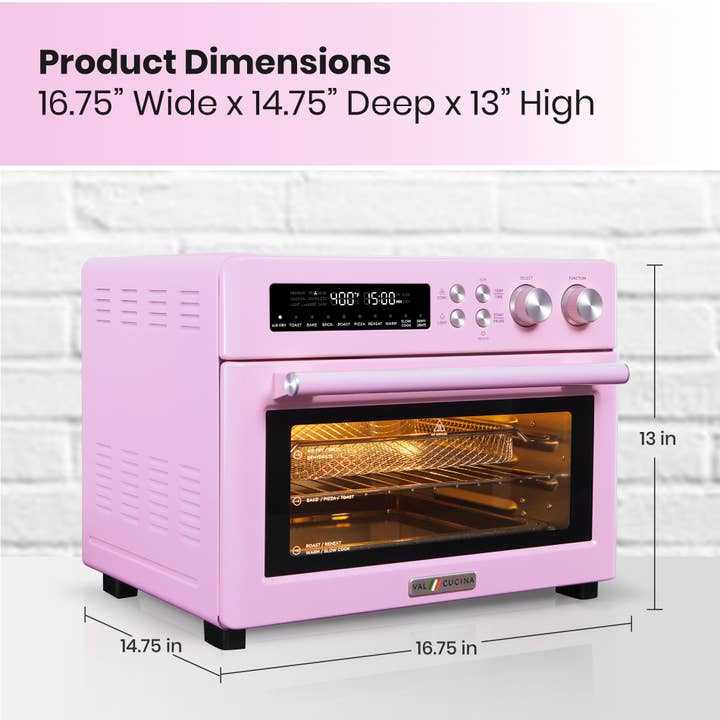 VAL CUCINA - Wholesale Kitchen Appliance - VAL CUCINA 10-in-1 Air Fryer Toaster Oven- Classic Pink10