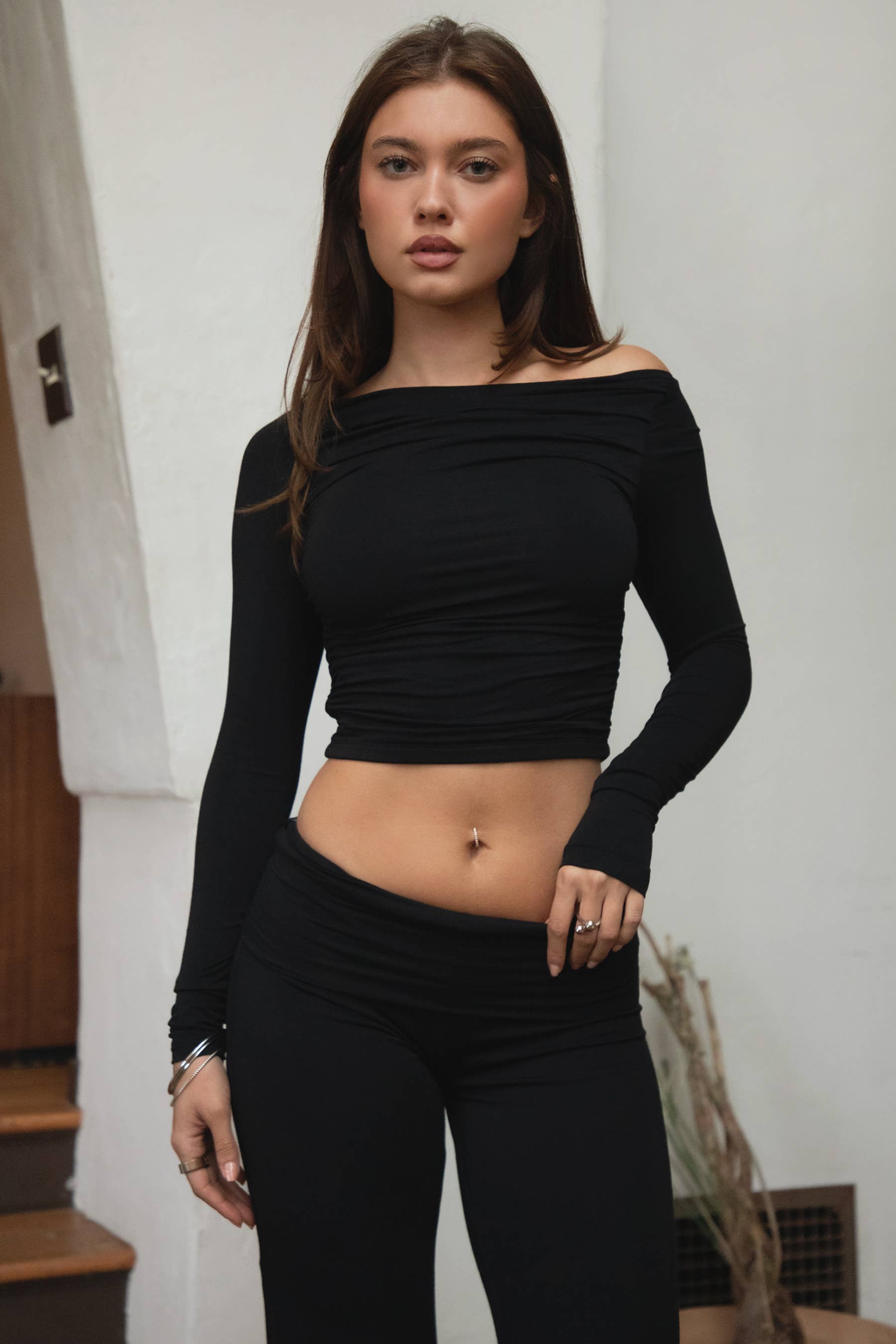 TICTOC - Wholesale Knit Top - Women's - JOLINA Boat Neckline Basic Casual Lounge Long Sleeve Top5