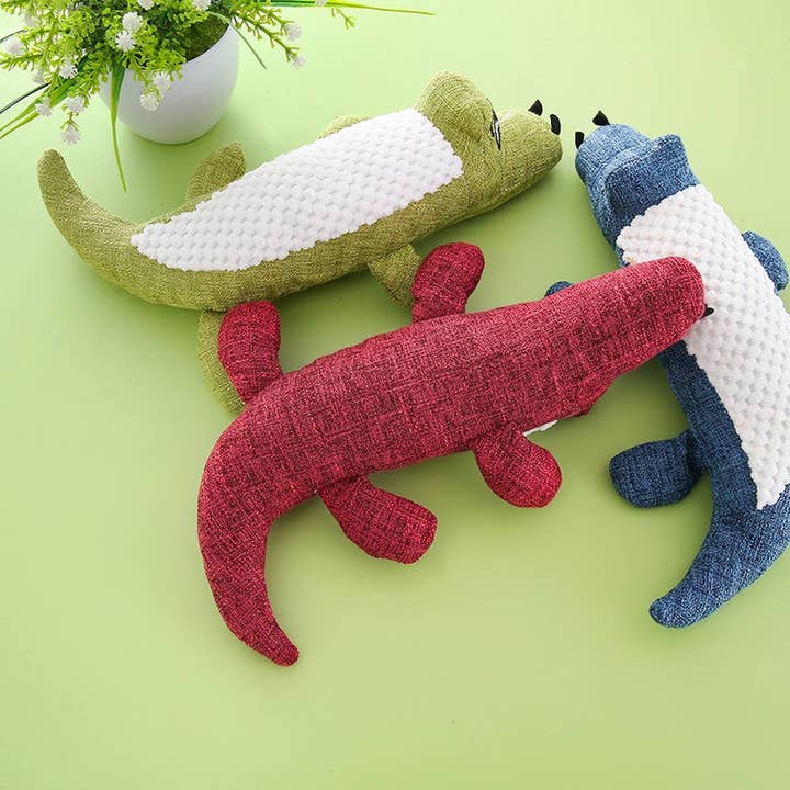 PAWPAWwholesale - Wholesale Pet Plush Toy - Dog - Linen Croc Chew Toy, Durable Fun for Dogs_CWMM54656