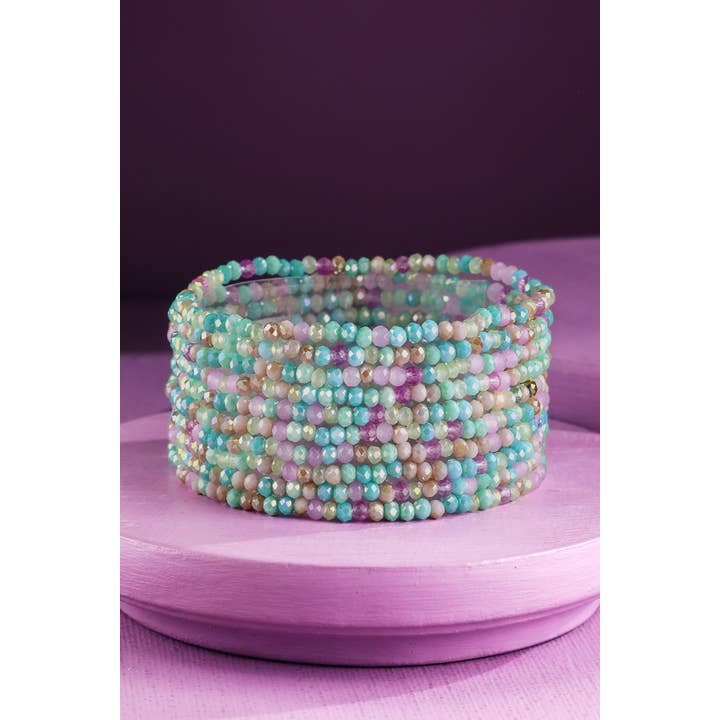 Urbanista - Wholesale Beaded Bracelet - 10 Piece Colorful Glass Bead Stretch Bracelet