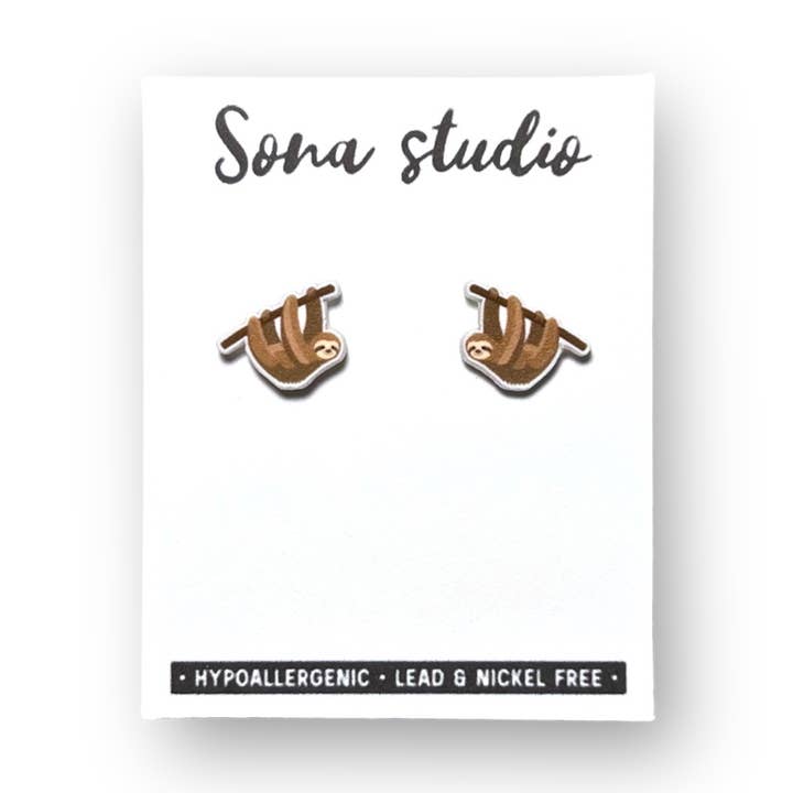 Hangend rond luiaard oorbellen voor wholesale door Sona Studio