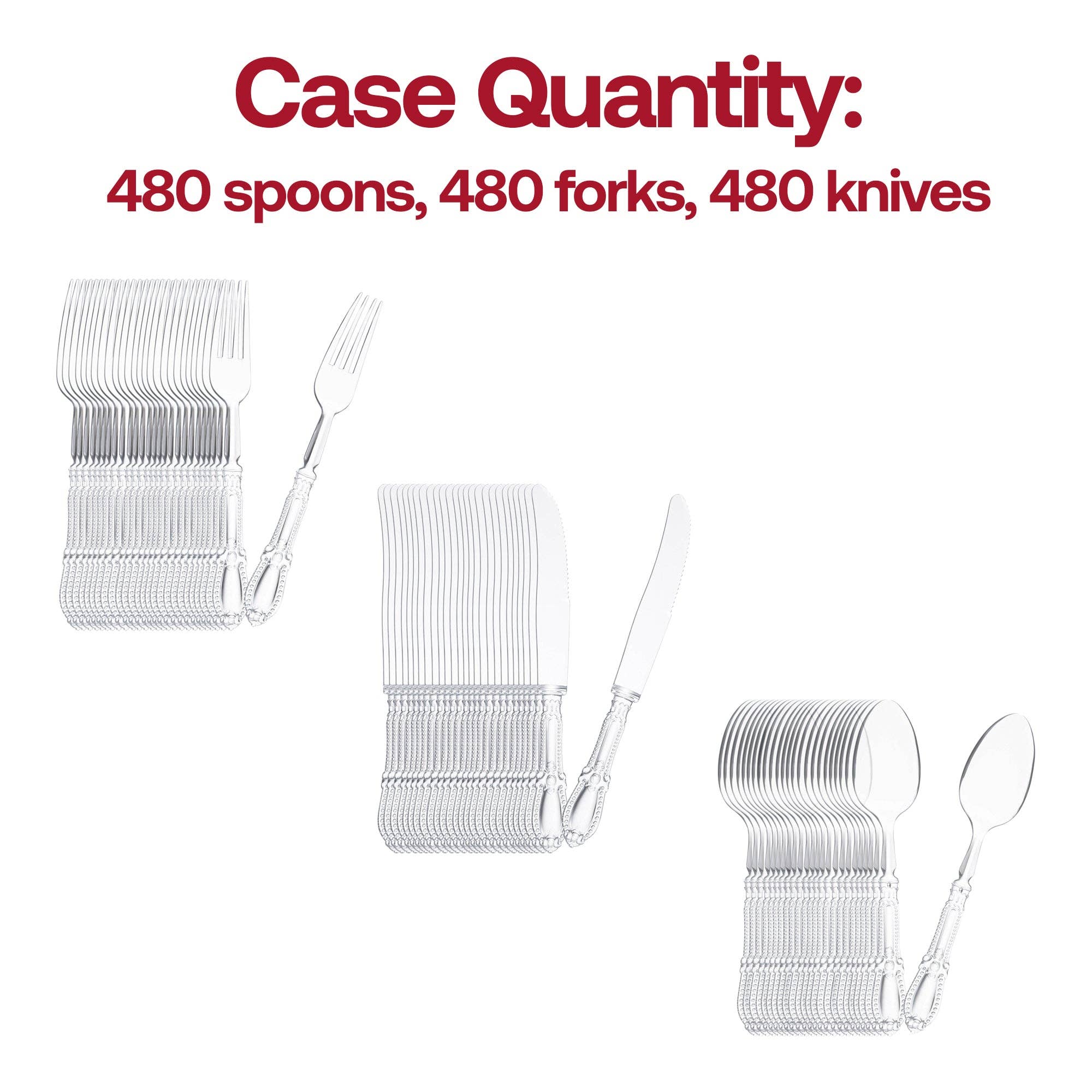 Smarty had a Party - Wholesale Assorted Cutlery Set - Clear Baroque Disposable Plastic Cutlery Set - 20 Guests2