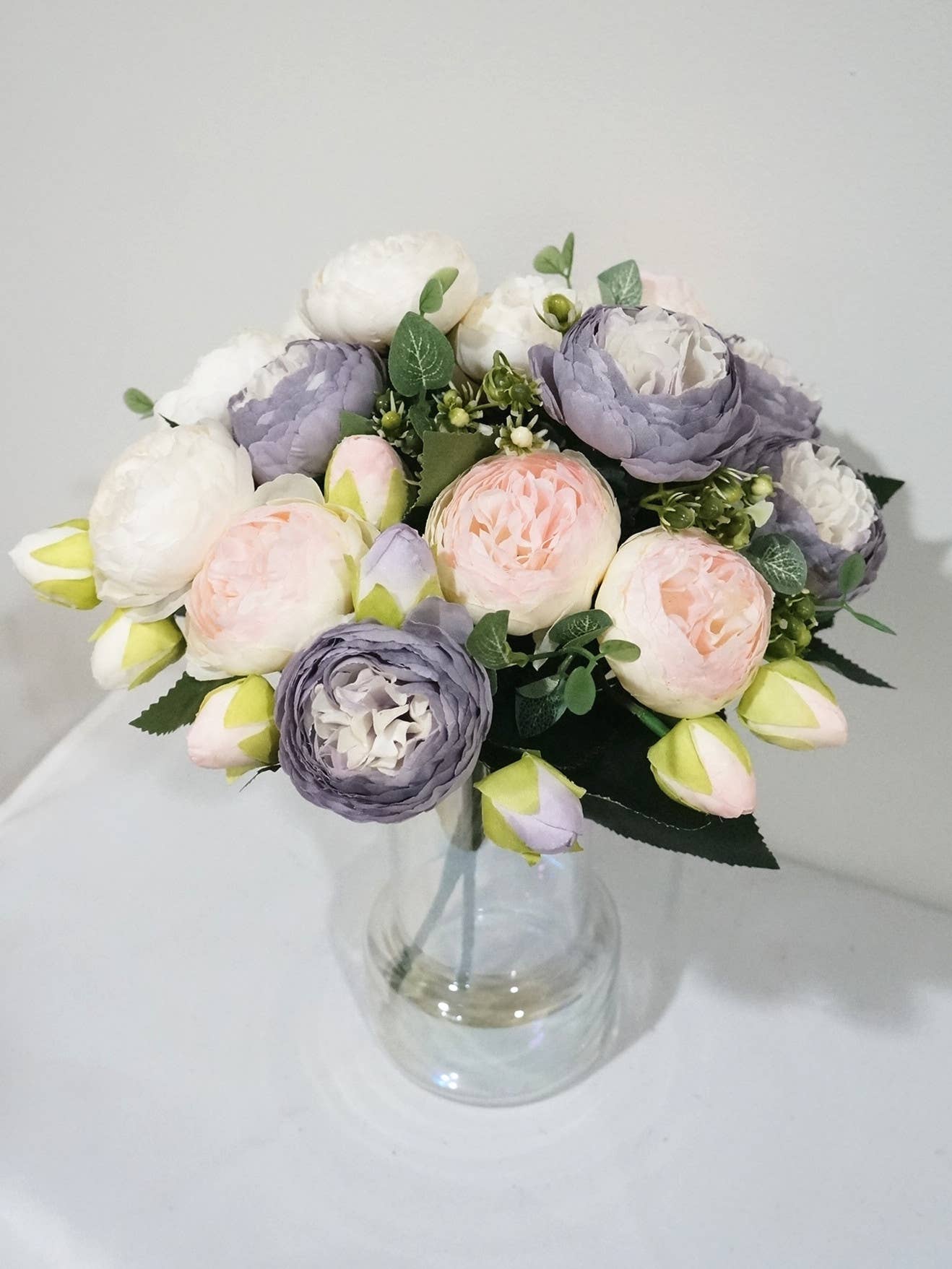 Sweet Home Deco - Vente Fleurs artificielles - Bouquet de pivoines en soie 30 cm, décoration printanière pour mariage et maison6