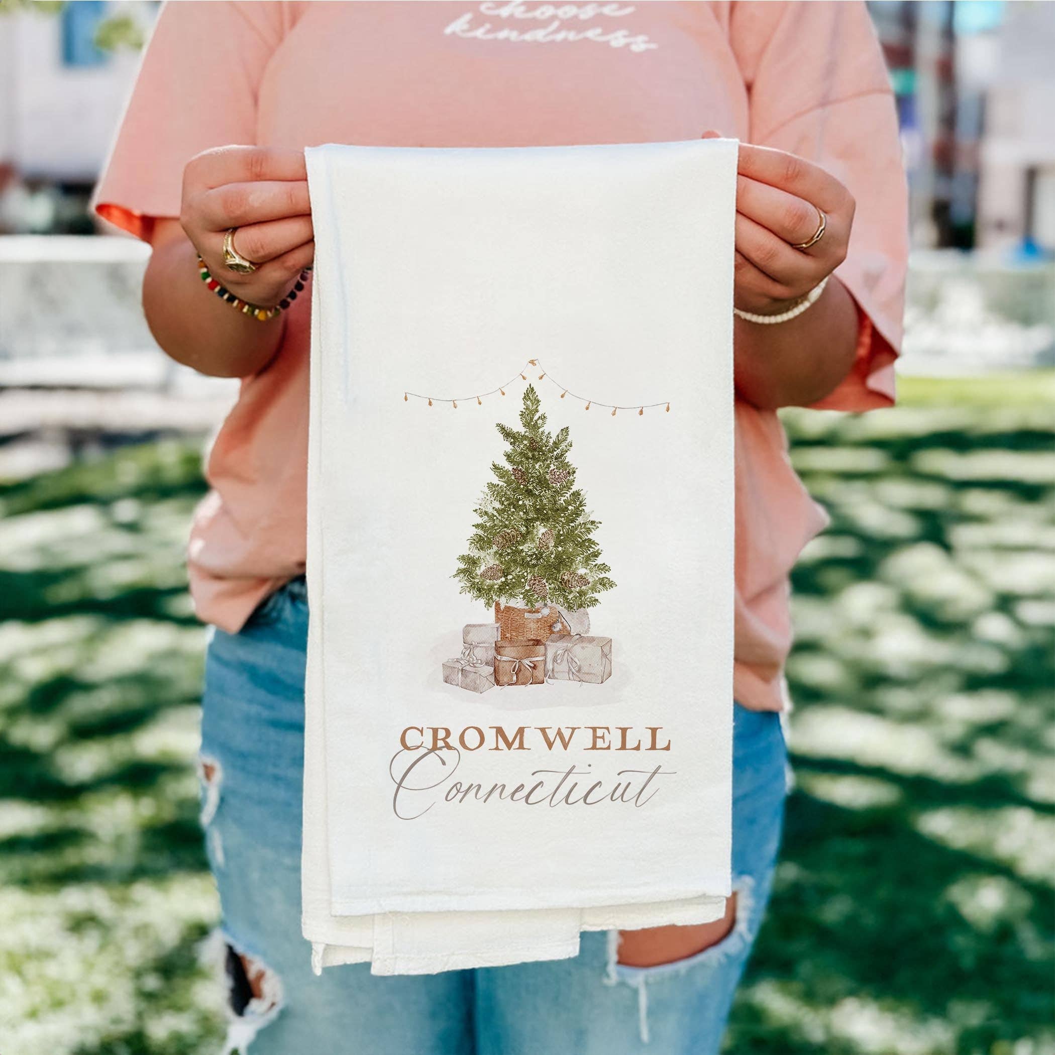 White Cotton Tea Towel White-Cottage Tree Cromwell Connecticut for wholesale on Faire4