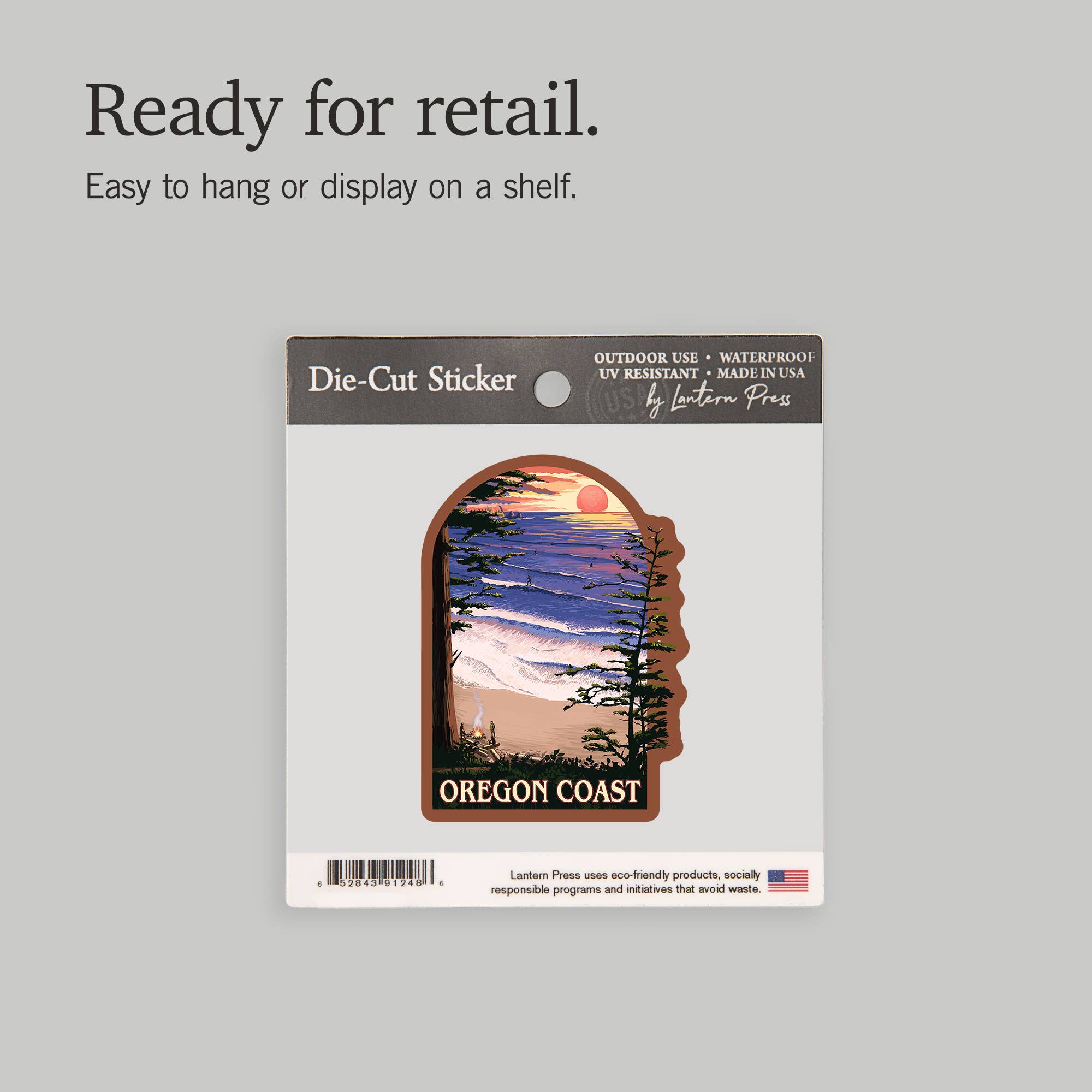 Lantern Press - Vente Autocollant - STICKER Oregon Coast, Sunset Surfers6