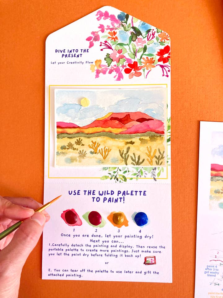 Kit de peinture par numéros DIY paysage désert calme à l'aquarelle pour la vente par Pink Puddle Studio