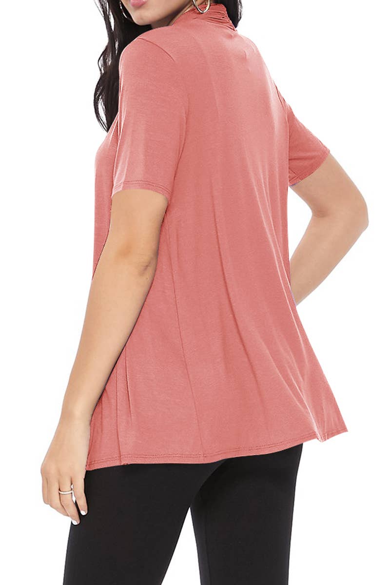 MOA COLLECTION - Wholesale Cardigan - Women's - Women's Casual Short Sleeve Draped Open Front Solid Cardigan18