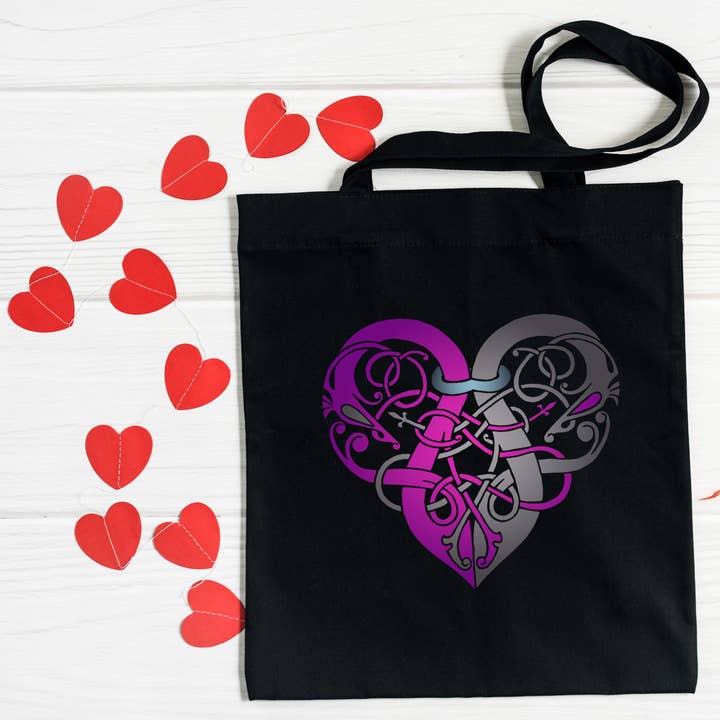 Viking Heart Purple & Grey Tote Bag for wholesale by Asgard