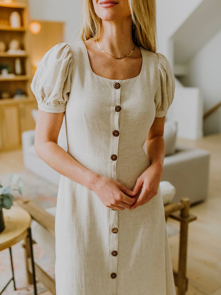 Linned maxi-kjole for engroshandel hos Blush Lane