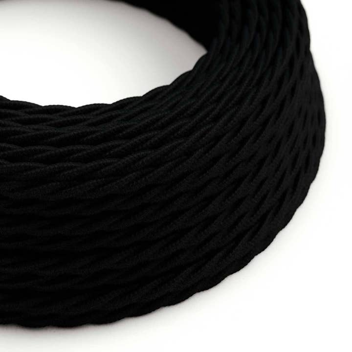 Câble textile Noir Carbone en coton - L'Original Creative-Cables - pour la vente par LIGHTINUP S.R.L.