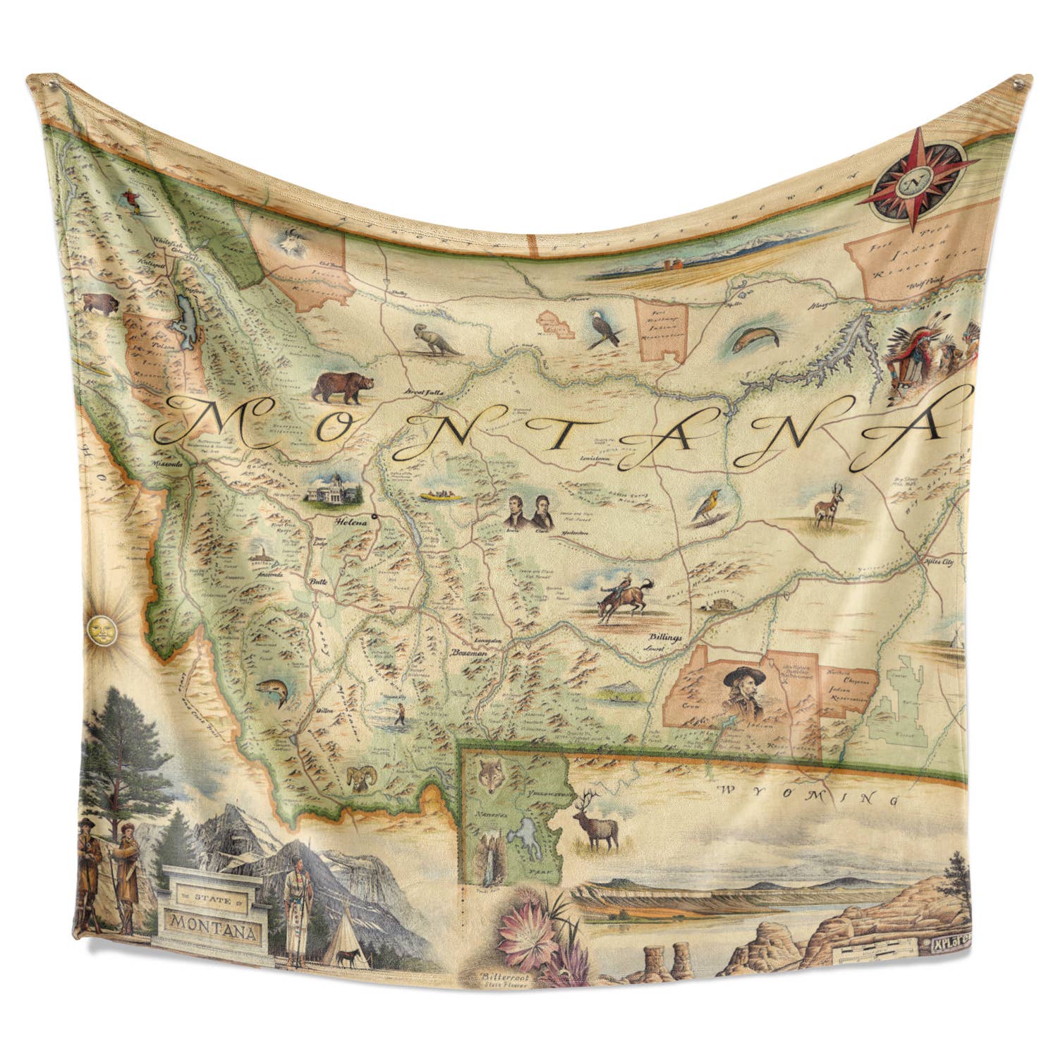 XPLORER MAPS - Wholesale Throw Blanket - Montana Map Blanket - Berber & Micro Fleece Throw4