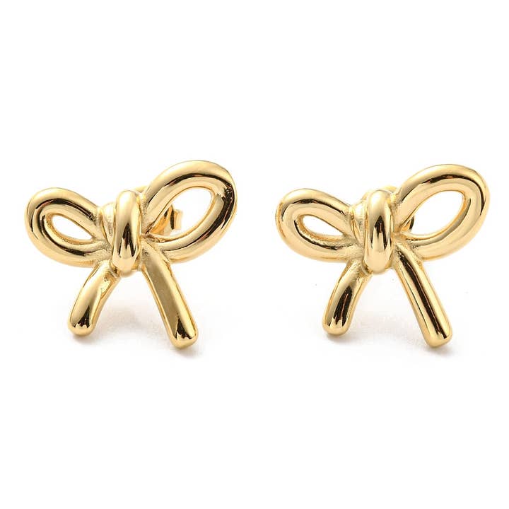 Ivy Gold Co. - Wholesale Stud/Post Earrings - Gold Bow Ribbon Stud EarringsÂ