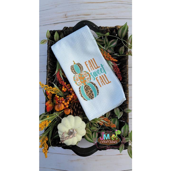 16"x24" Fall Sweet Fall Waffle Towel, Kitchen Towel, Wedding Gift, Home Decor, gift, Pumpkins, Leopard Print1 for wholesale by JMCreationsNC