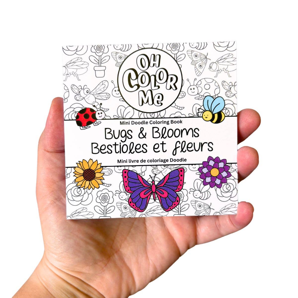 Oh Color Me - Wholesale Colouring and activity book – adult - Mini Coloring Book Bugs & Blooms, 4"x4", Valentines Gift1