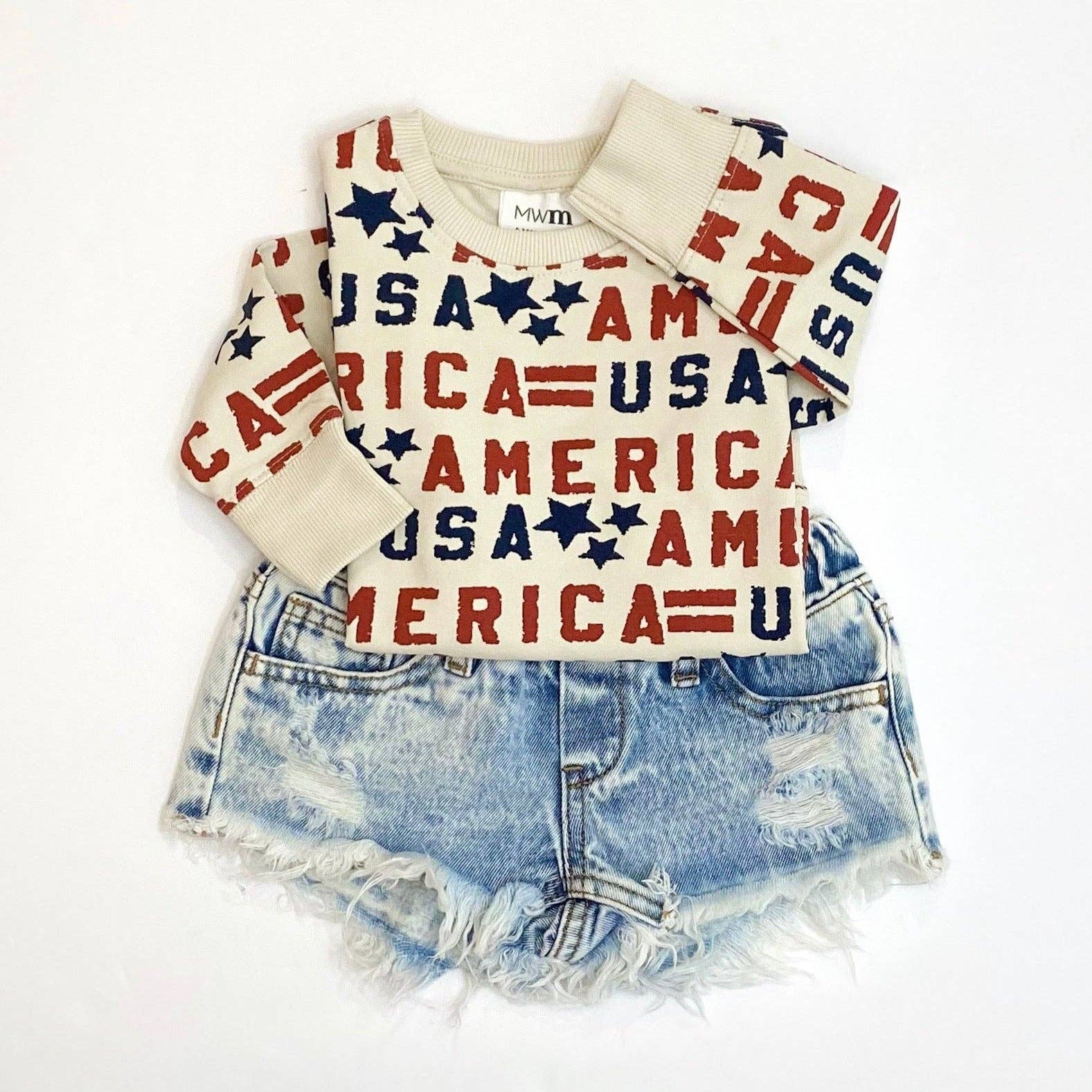 Red White Blue Lightweight America USA Graphic Pullover for wholesale on Faire4