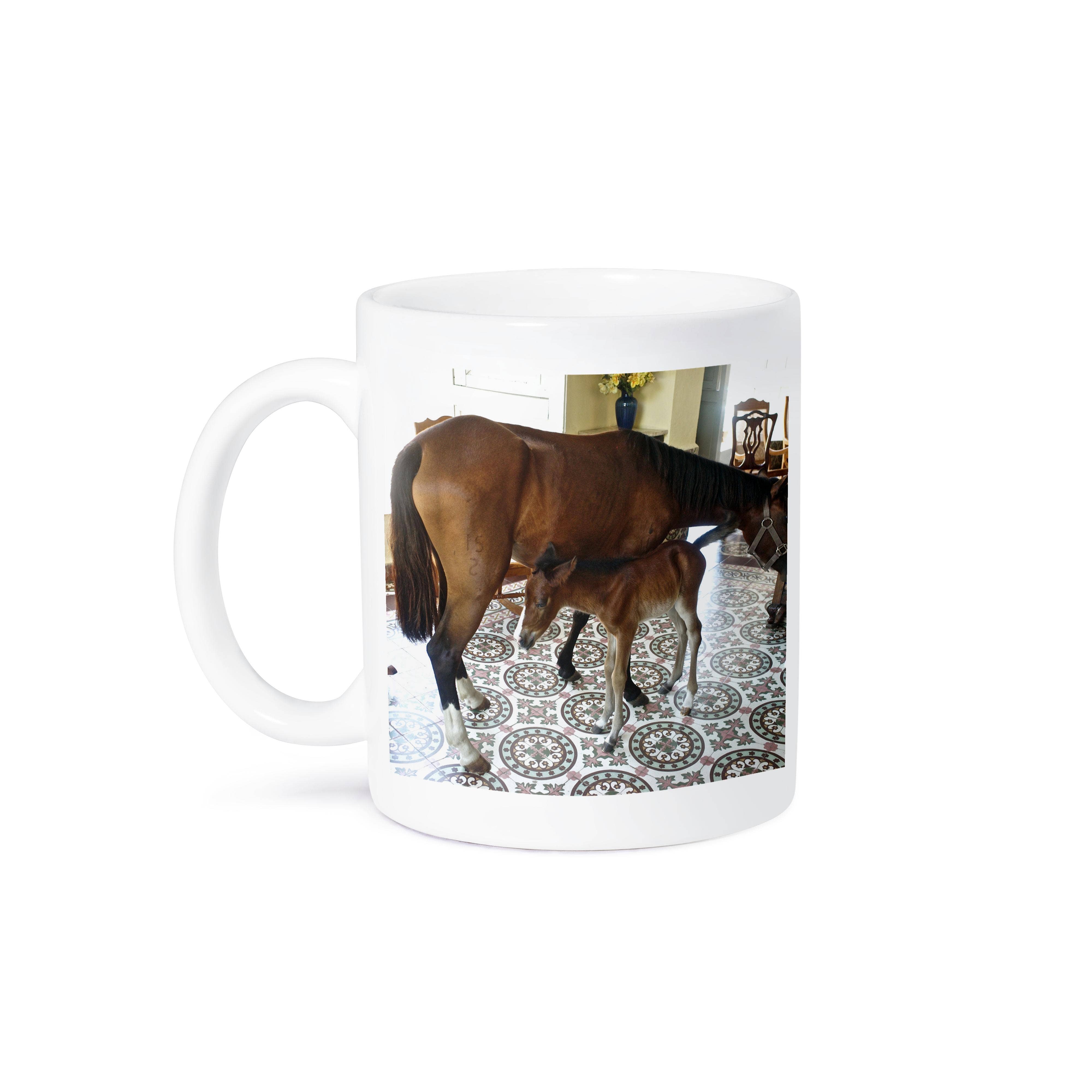3dRose - Wholesale Coffee Mug - 3dRose, Newborn baby horse in a colonial living room by another horse, Mug8