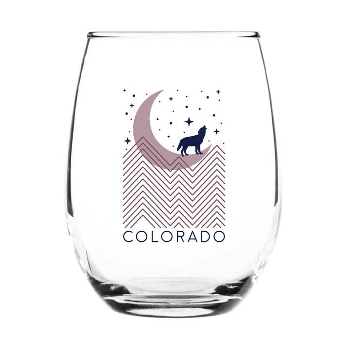 Moon Wolf Tall Stemless Wine Glass for wholesale by Snow Business USA