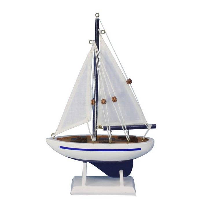 Hampton Nautical - Wholesale Tafelbladdecoratie - Blue Pacific Sailer Model Zeilboot Decoratie 9"