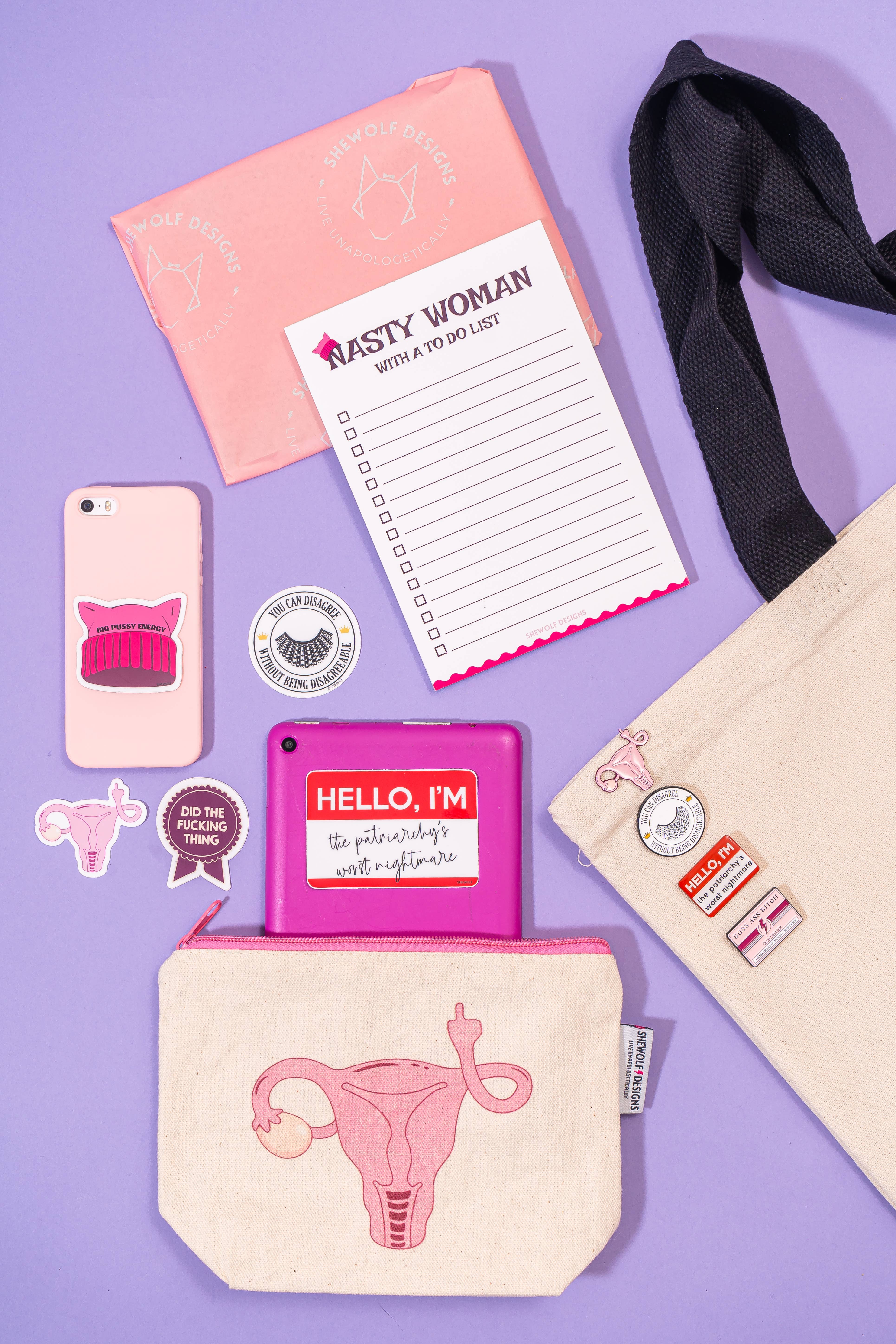 SHEWOLF Designs - Vendita all'ingrosso Borsa tote - Donna - Borsa: Utero Arrabbiato Borsa Femminista Pro-Scelta per il Diritto delle Donne1