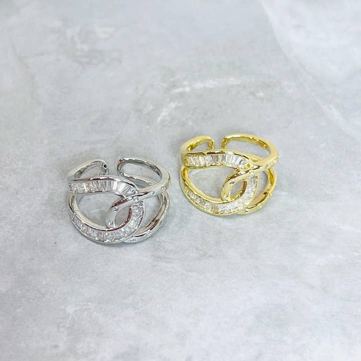 Loli - Wholesale Multi-Stone Ring - Bold Knot Sparkling Gemstone Adjustable Ring, Elegant Design8