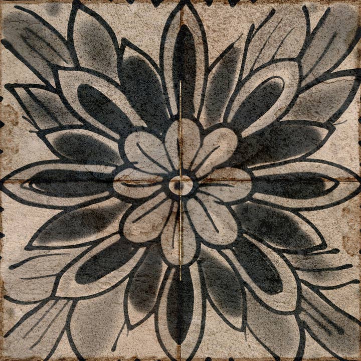 Mi Alma LLC - Wholesale Wall Tile - Floral Vintage Retro Brown Design Tile Stickers Decorative DIY Home Tiles Model - R15014