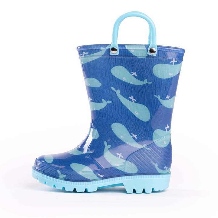 Norty Little Big Kids Boys Rain Boots 41283- Blue Whales for wholesale by Eastern Off Price