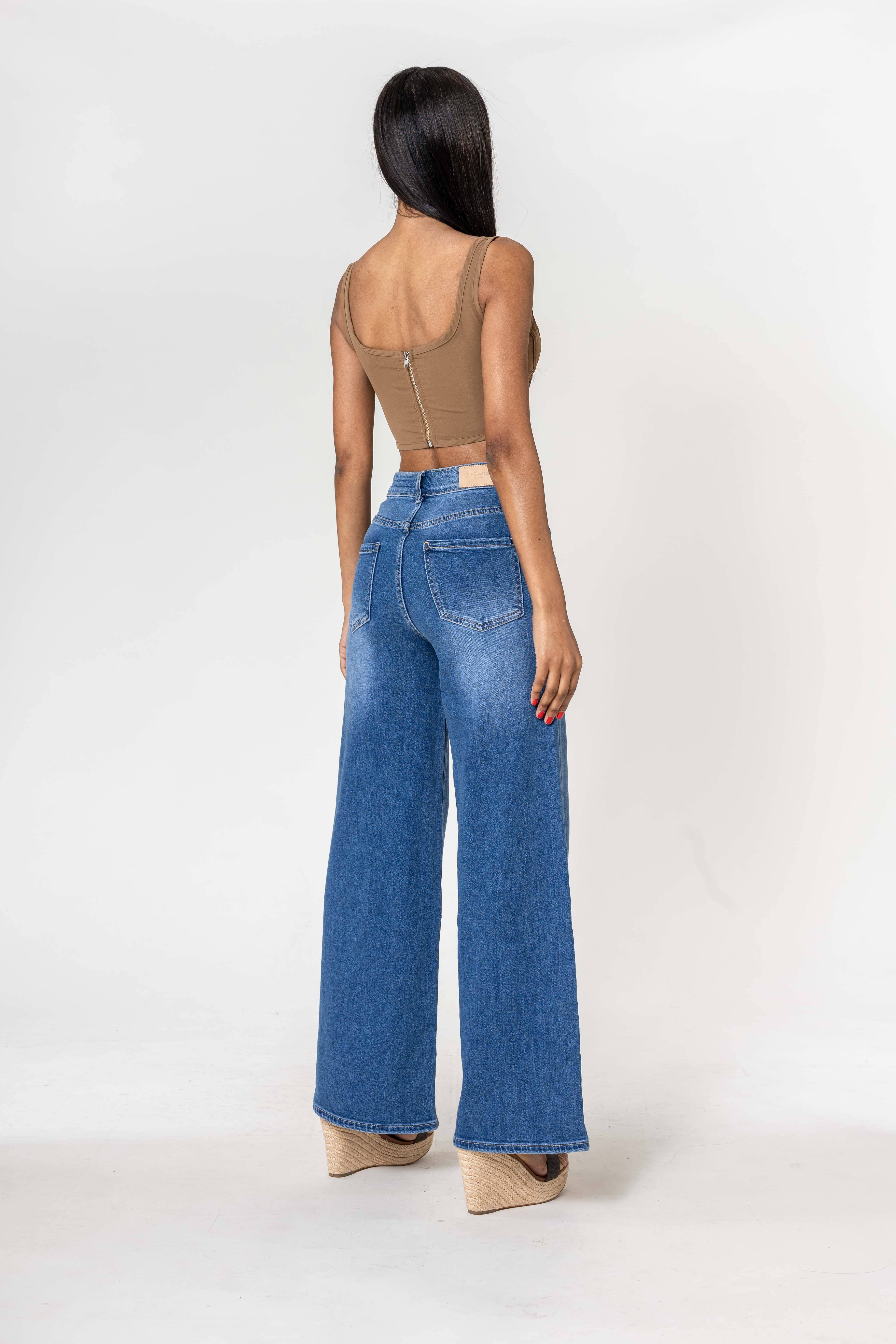 Nina Carter - Vente Jean – femme - Nina Carter super WIDE LEG taille haute stretch YY30012