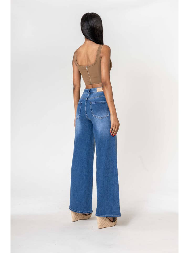 Nina Carter - Vente Jean – femme - Nina Carter super WIDE LEG taille haute stretch YY30012