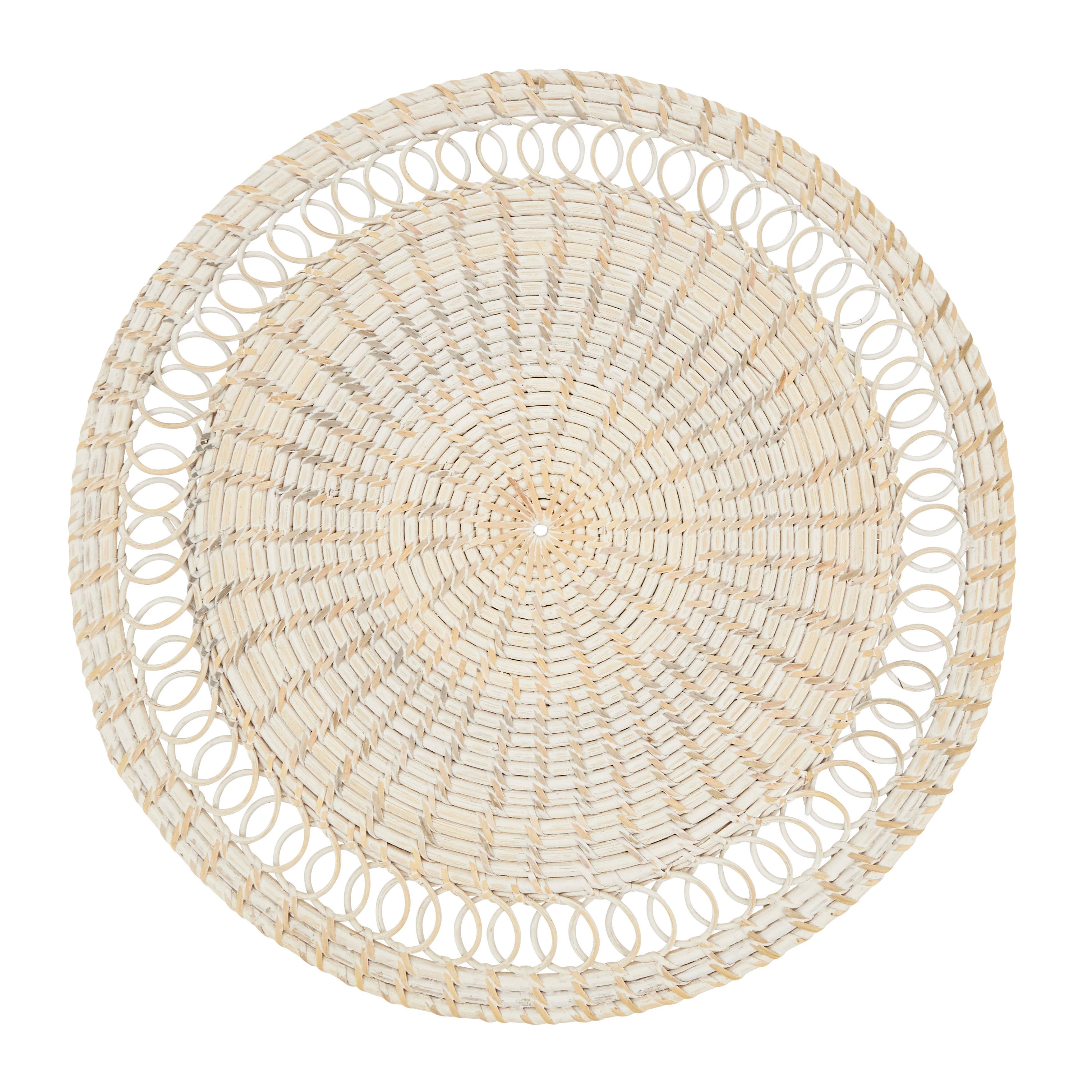 Natural Rattan Loopy Spiral Placemat for wholesale on Faire1