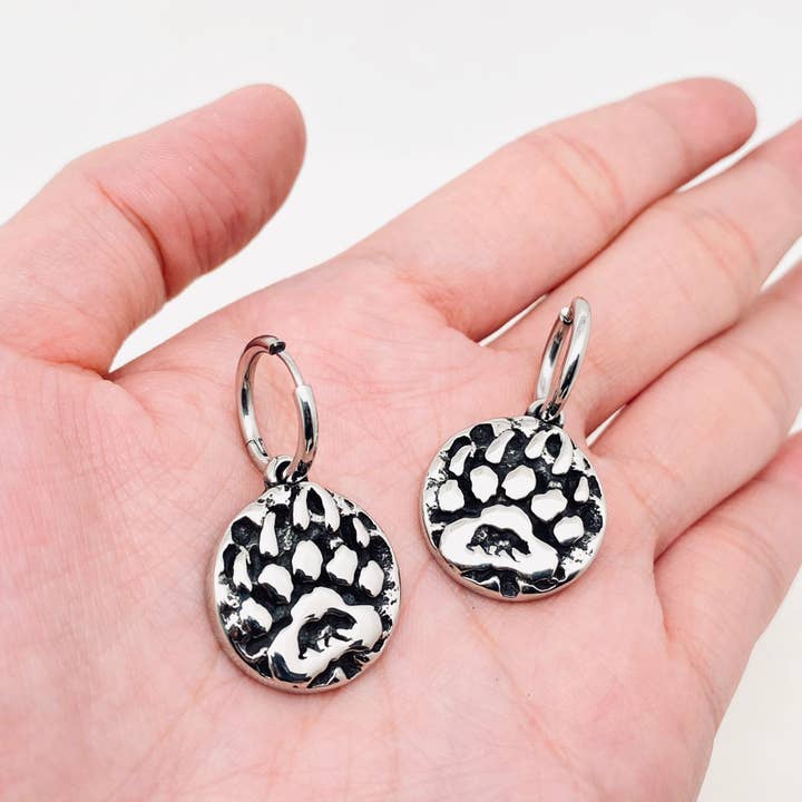 Stainless Steel Viking Bear Claw Huggie Earrings - MJ for wholesale by Mio Queena