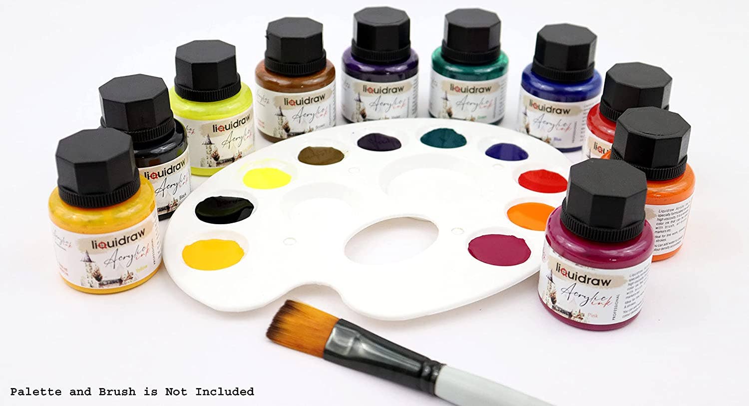Liquidraw – wholesale Paint set – Liquidraw Acrylic Inks For Artists Set Of 10 Ink Set 35ml Professional For Painting, Drawing, Paints, Art, Brushes3
