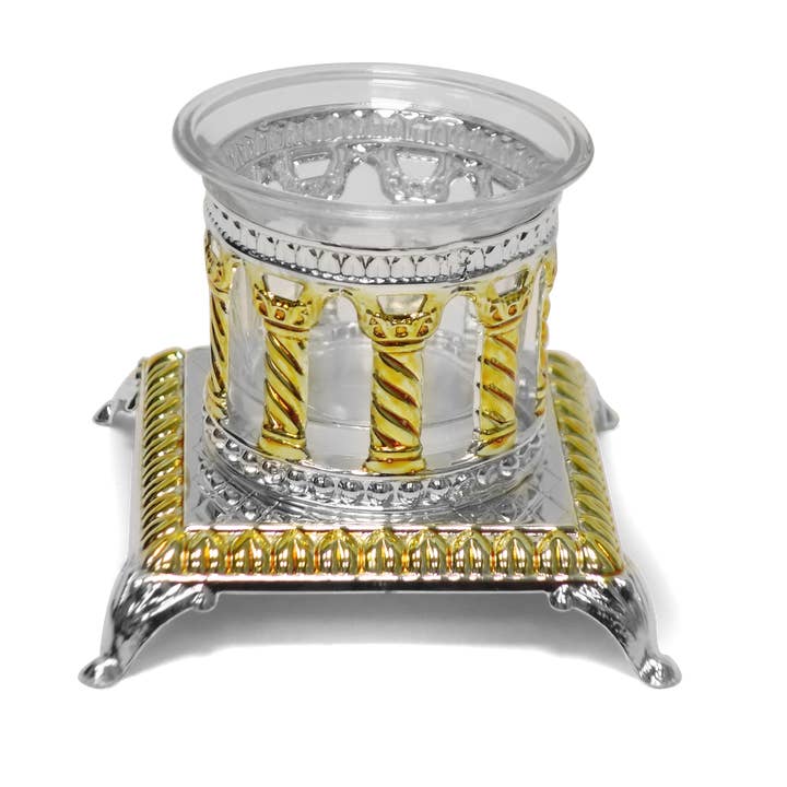 Salt Holder Royal Palace Design SLVR & Gold plated Single for wholesale by A&M Judaica And Gifts