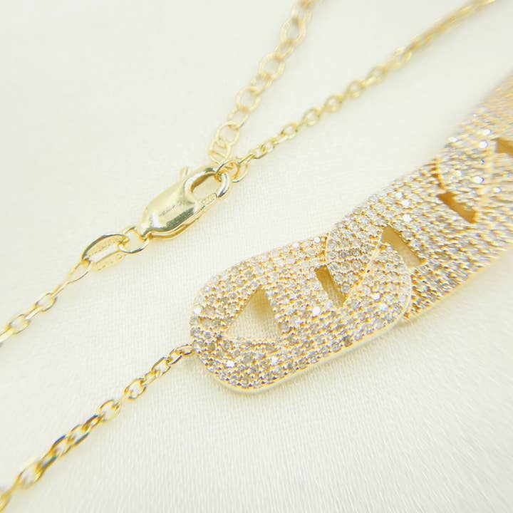 NFM71183. Collana con maglia marina in oro massiccio 14k con diamante e prolunga. per la vendita all'ingrosso da parte di Tresor Jewelry Inc.