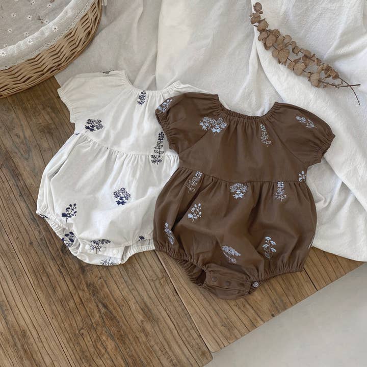 Summer Hot Selling Baby Kids Girls Vintage Short Sleeves Flowers Embroidered Princess bodysuit for wholesale by MyKids-USA®