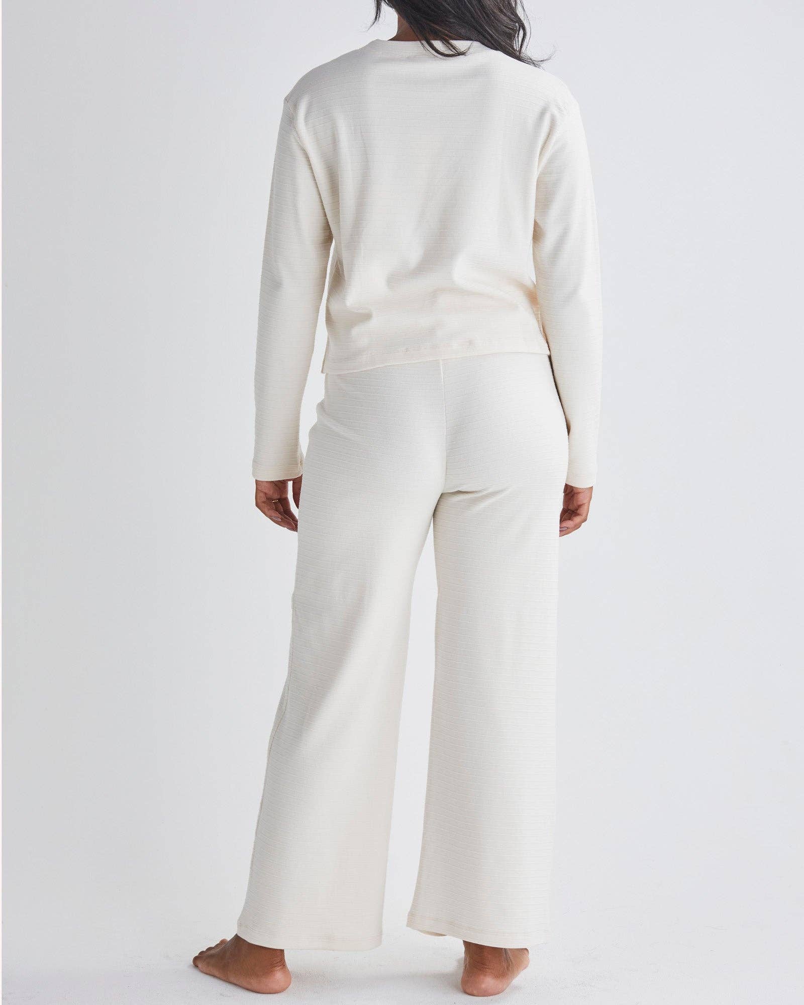 Angel Maternity - Wholesale Lounge Set - Maternity - Anna 2-piece Maternity Winter Lounge Wear Set in Cream2