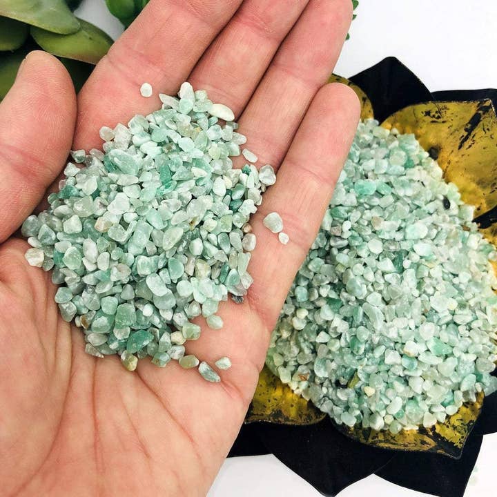 Rock Paradise - Wholesale Spiritual stone/crystal - Green Quartz Tiny Chip Stones - Green Gemstones - One Pound bags1