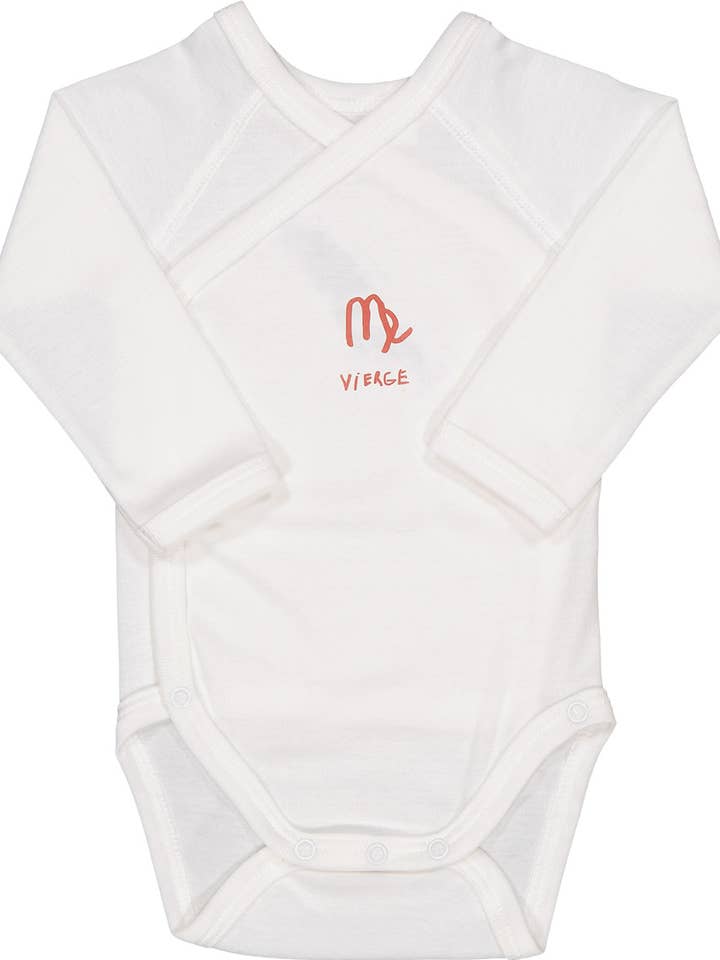 Langærmet babybody Jomfru - økologisk bomuld for engroshandel hos charlie dans les étoiles