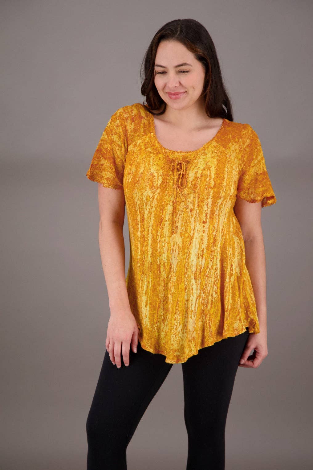 Assorted Colors Cap Sleeve Tie Dye Blouse 787 for wholesale on Faire4