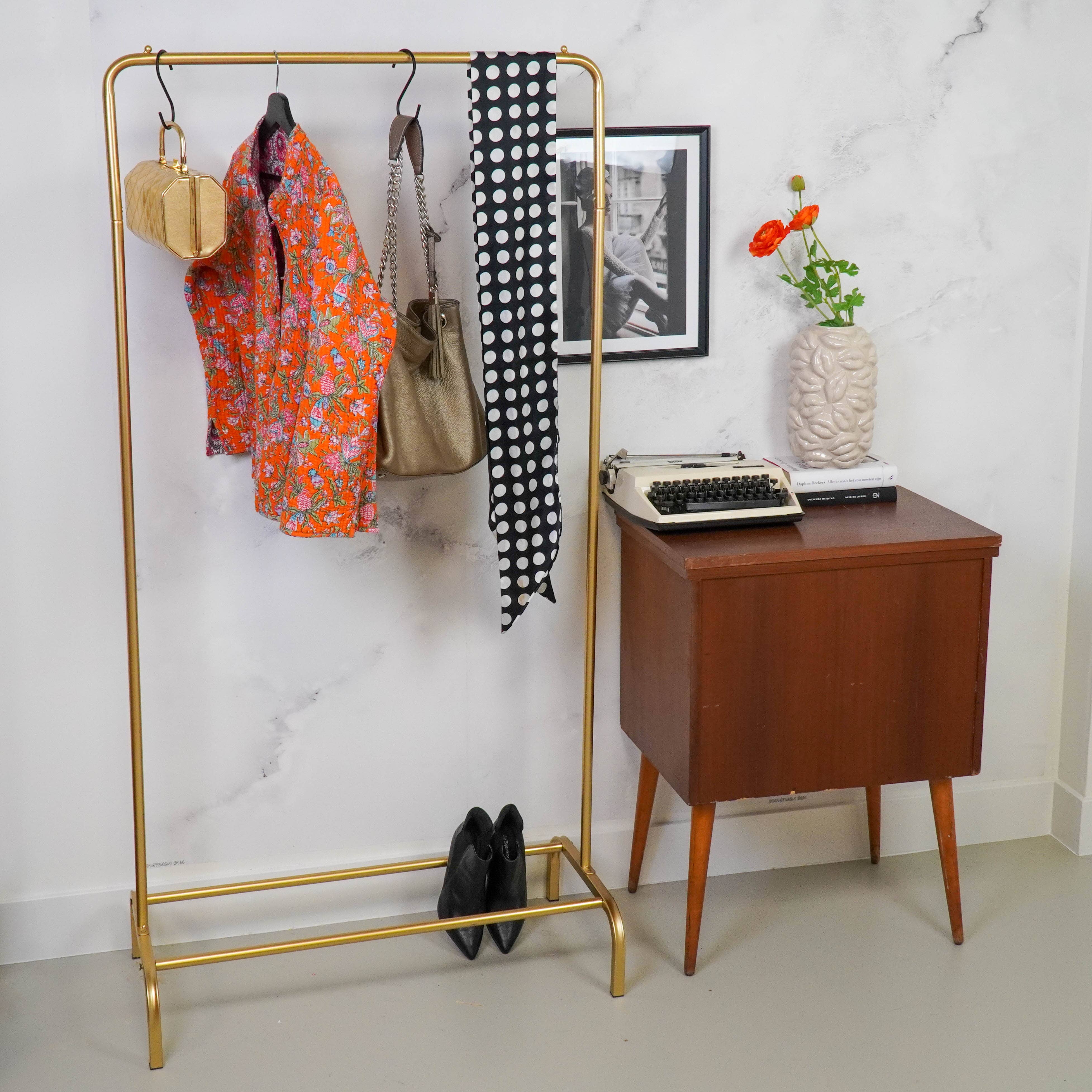 Housevitamin bv - Wholesale Coat Rack - Clothrack - Metal - Gold - 80x40x150cm2