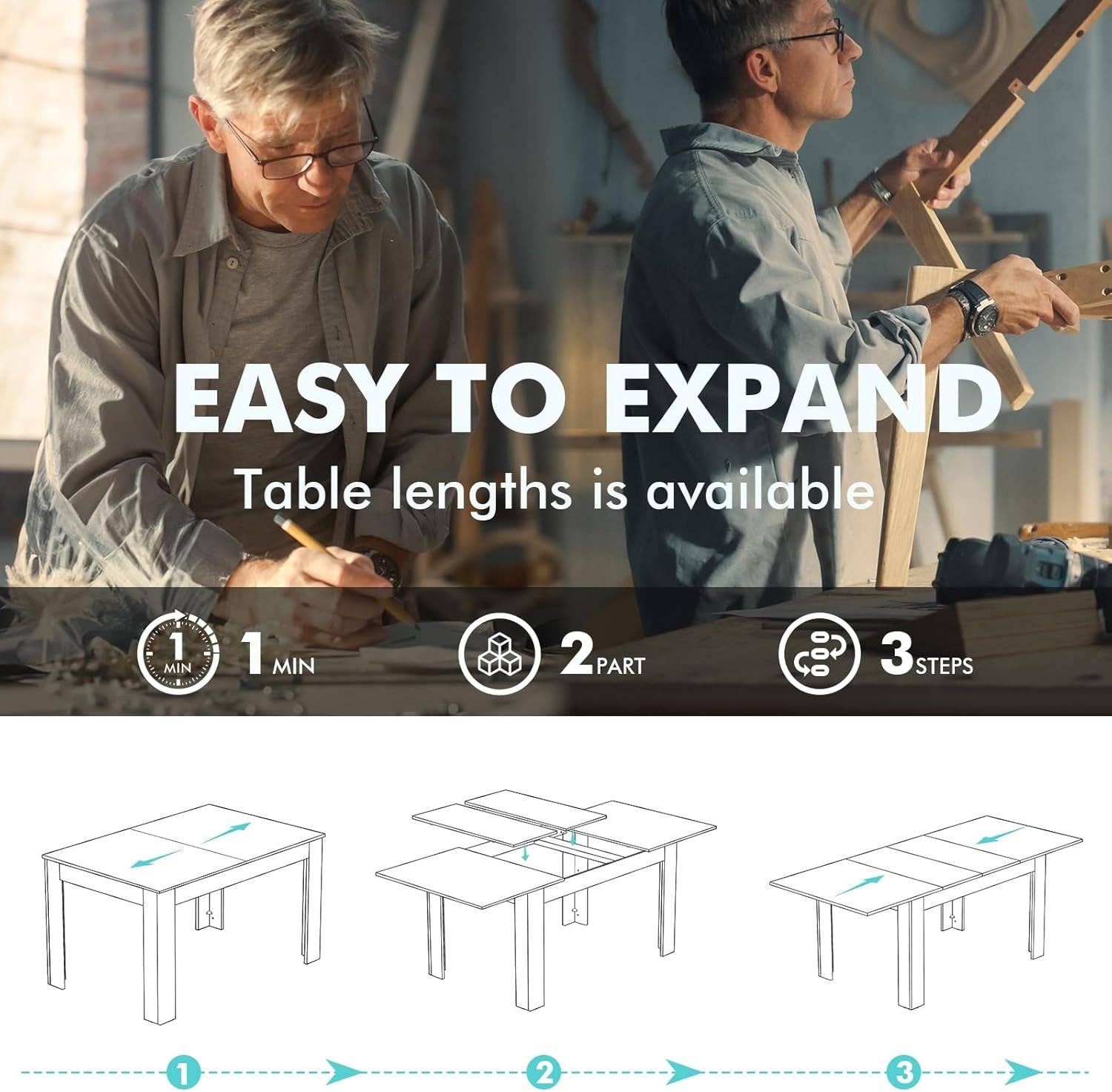 Oak Extendable Dining Table For Living Room And Kitchen for wholesale on Faire4