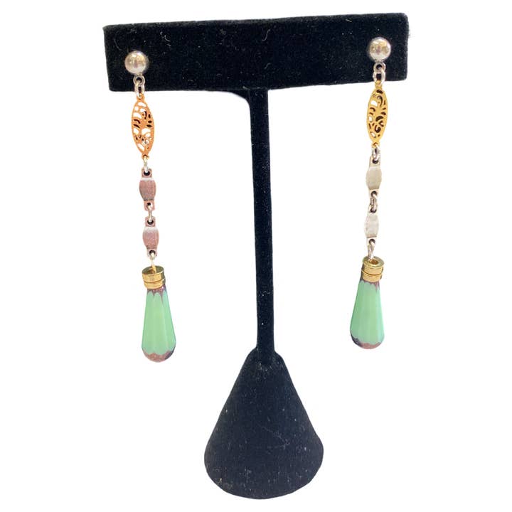 Green Jadite drop earrings for wholesale by Honey Rose & K Jewelry