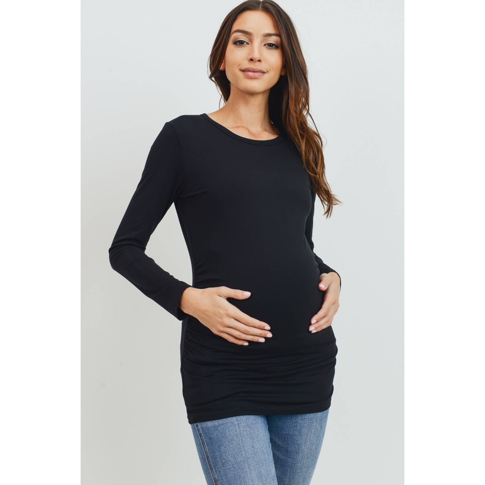 Hello Miz - Wholesale Top - Maternity - Long Sleeve Maternity Crewneck Knit Top1