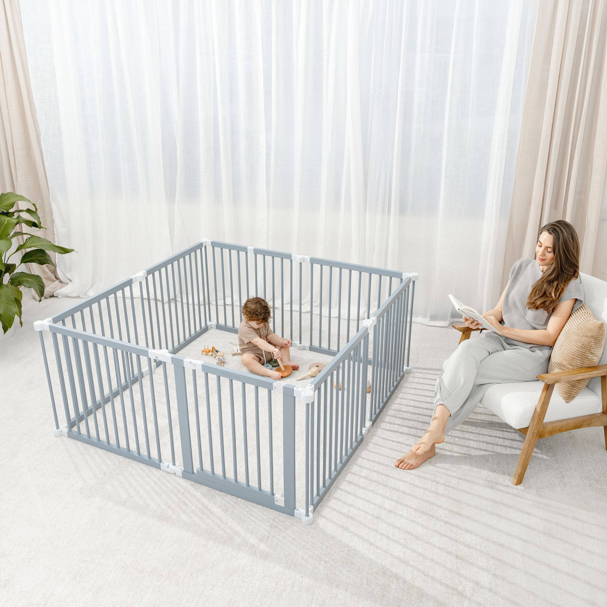 Comfy Cubs - Vendita all'ingrosso Tappetino da gioco - Bambini e neonati - Cancelletto per Bambini - Recinto Pieghevole in Legno di Pino di Comfy Cubs23