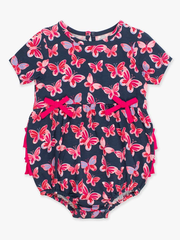 Navy Baby Girls Butterfly Bliss Knit Short Sleeve Bow Bubble Romper
for wholesale on Faire8