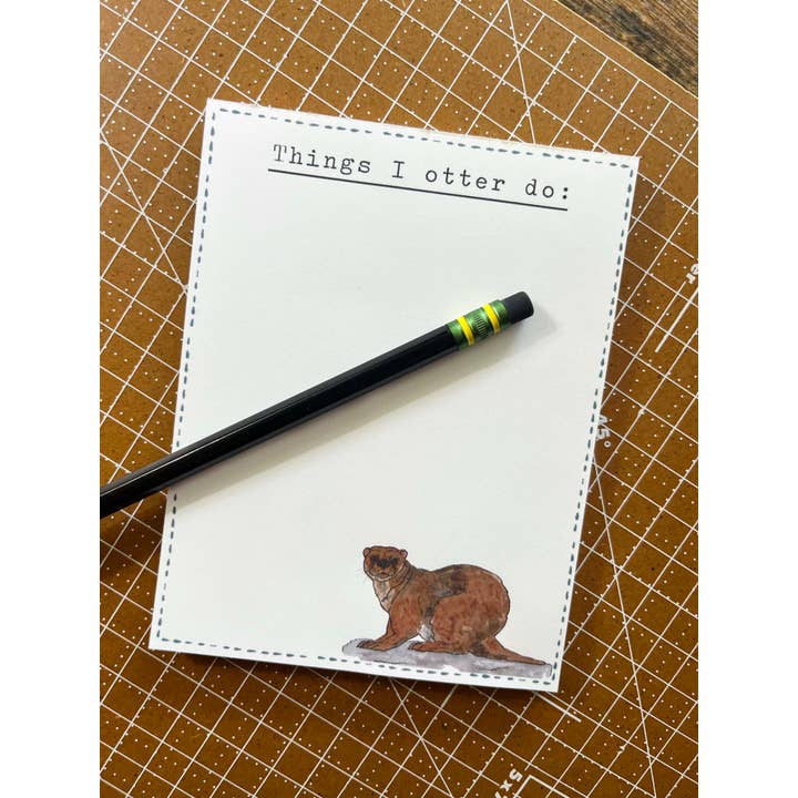 Okie Watercolors - Wholesale Notepad - Funny River Otter Joke Notepad, 40 pages
