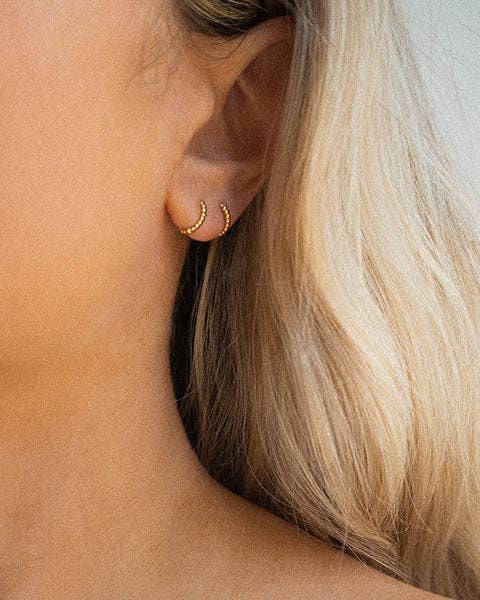 Luv AJ - Wholesale Huggie Earrings - Mini Continuous Beaded Huggies- Silver (Ships Late January)1