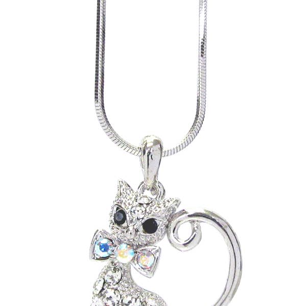 Jewelry Max - Wholesale Pendant/Charm Necklace - ( M401 ) CRYSTAL CAT PENDANT NECKLACE0