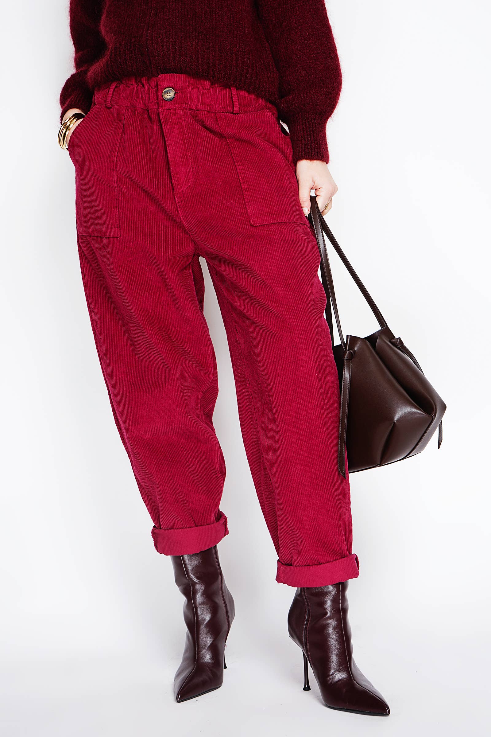 NOELINE – wholesale Byxor - Dam – Manchesterbyxor med knapp 305136