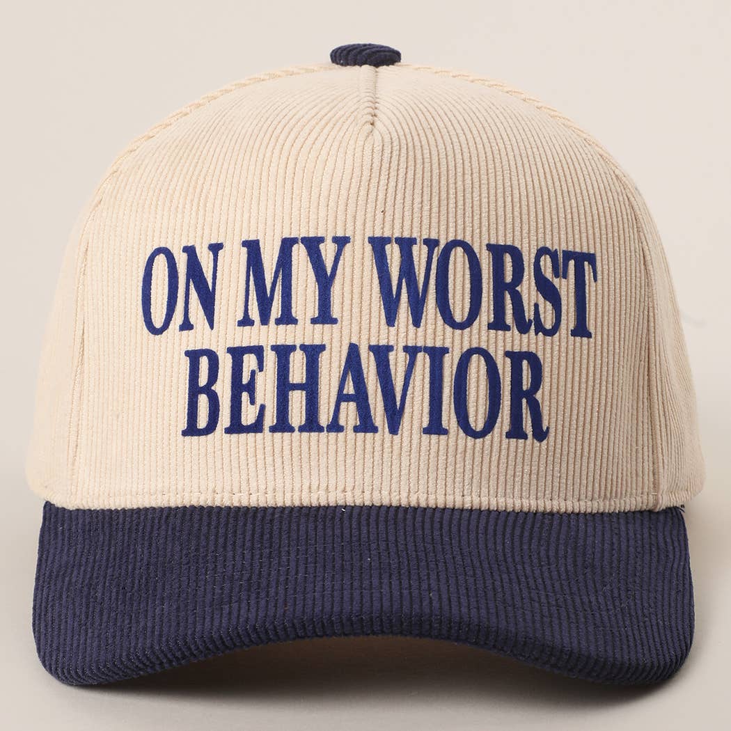 Fashion City - Wholesale Trucker Hat - Unisex - ON MY WORST BEHAVIOR Corduroy Trucker Hat7