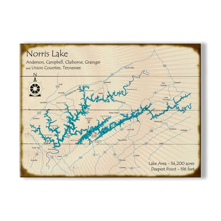 Norris Lake, Tennessee - Wood & Metal Wall Art for wholesale by Old Wood Signs